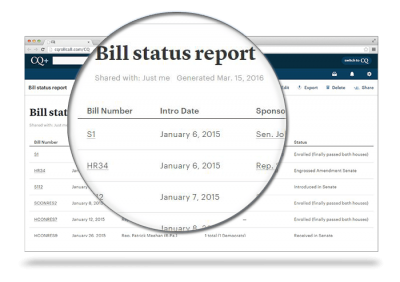 Track the status of multiple bills across different issues.