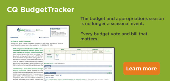 Learn more about CQ BudgetTracker: With access to real-time updates on a bill’s status, you will know whether it is moving or has stalled, and you can see funding differences between House and Senate versions and previous years’ versions.
